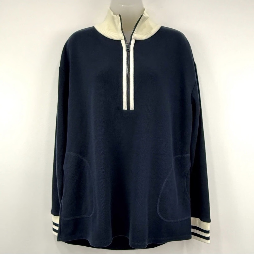 🦋Krimson Klover Women’s Blue and White Zip Up Sweater Sporty Design